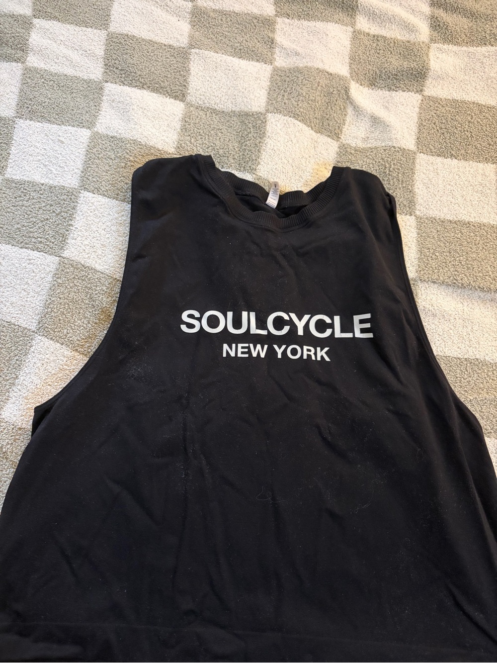 soulcycle Black Graphic Muscle Tank with White Logo